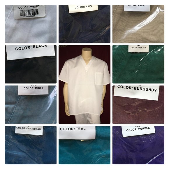 SET of 5 PRISM 3XL - Men Women Medical Nursing Uniform 1 Pocket V-Neck Scrub Top - Picture 1 of 9
